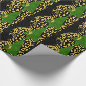 Grüner Weihnachtsbaum mit goldenem Foil und schwar Geschenkpapier (Ecke)