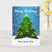 Grüner Weihnachtsbaum mit Radiationszeichen Karte (Gelbe Blume)