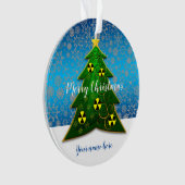 Grüner Weihnachtsbaum mit Radiationszeichen Ornament (Vorderseite)