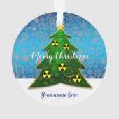 Grüner Weihnachtsbaum mit Radiationszeichen Ornament (Rückseite)