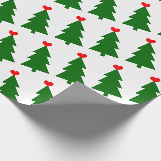 Grüner Weihnachtsbaum mit rotem Herzen einfach Geschenkpapier (Ecke)