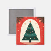 Grüner Weihnachtsbaum mit rotem Urlaub Magnet (Vorderseite/Rückseite)