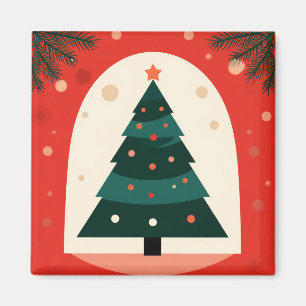 Grüner Weihnachtsbaum mit rotem Urlaub Magnet