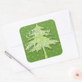 Grüner Weihnachtsbaum mit Sternen Quadratischer Aufkleber (Umschlag)