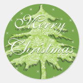 Grüner Weihnachtsbaum mit Sternen Runder Aufkleber (Vorderseite)