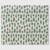 Grüner Weihnachtsbaum Pine Tree Weißer Schnee Geschenkpapier (Flach)