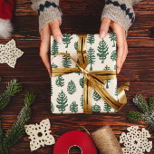 Grüner Weihnachtsbaum Pine Tree Weißer Schnee Geschenkpapier