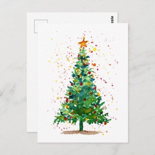 Grüner Weihnachtsbaum Postkarte (Vorne/Hinten)