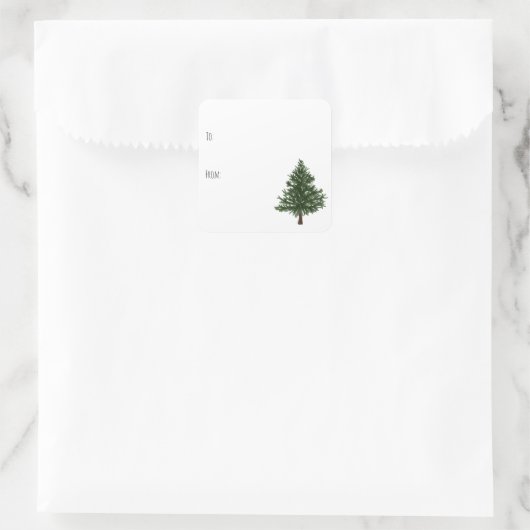 Grüner Weihnachtsbaum Quadratischer Aufkleber (Tasche)
