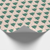 Grüner Weihnachtsbaum Rosa Einfache Moderne Geschenkpapier (Ecke)