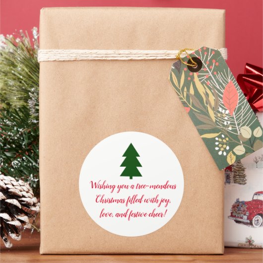 Grüner Weihnachtsbaum Runder Aufkleber (Feiertag)