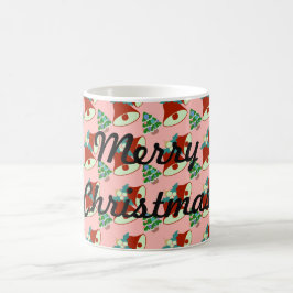 Grüner Weihnachtsbaum und rote und grüne Glocken Kaffeetasse