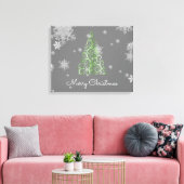 Grüner Weihnachtsbaum und Schneeflocken Canvas Pri Leinwanddruck (Insitu (Wohnzimmer))