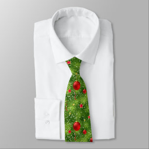 Grüner Weihnachtsbaum und Weihnachtsschmuck Krawatte