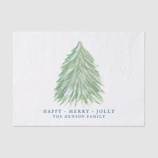 Grüner Weihnachtsbaum Wasserfarbe Zeichnend Urlaub Seidenpapier (Vorderseite)