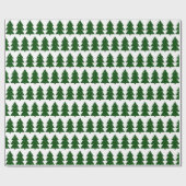 Grüner Weihnachtsbaum Weiße Schneeflocken Geschenkpapier (Flach)