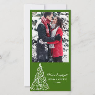 Grüner Weihnachtsbaum Winter Engagement Feiertagskarte