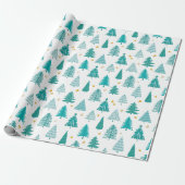 Grüner Weihnachtsbaum Winterwald Muster Geschenkpapier (Ungerollt)