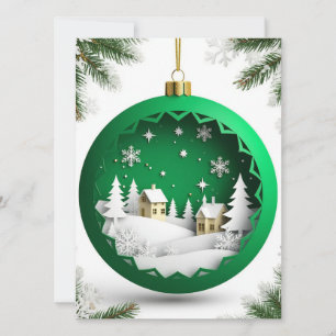 ✨ Grüner Weihnachtsbaumschmuck Winterdorf Karte