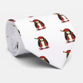 Grüner Weihnachtself-Pinguin Krawatte (Gerollt)