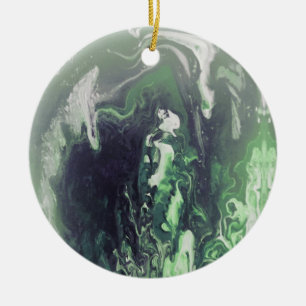 Grüner Weihnachtsfeiertags-Baum-Verzierung Geode Keramik Ornament