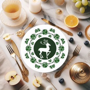 Grüner Weihnachtsgirlande Rentier Runder Pappuntersetzer