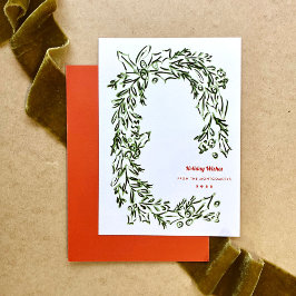 Grüner Weihnachtskranz Feiertagskarte