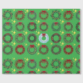 Grüner Weihnachtskranz Geschenkpapier (Flach)