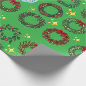 Grüner Weihnachtskranz Geschenkpapier (Ecke)