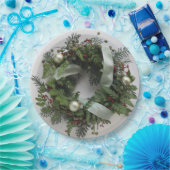Grüner Weihnachtskranz Pappteller (Party)