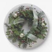 Grüner Weihnachtskranz Pappteller (Vorderseite)