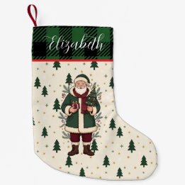 Grüner Weihnachtsmann personalisierter Namensstrum Kleiner Weihnachtsstrumpf