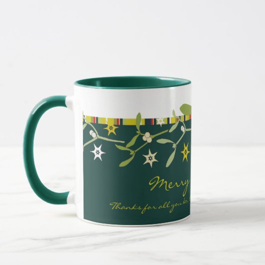 Grüner Weihnachtsmistelzweig danken Ihnen Tasse (Links)