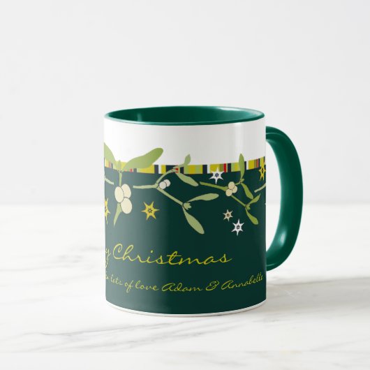 Grüner Weihnachtsmistelzweig danken Ihnen Tasse (VorderseiteRechts)