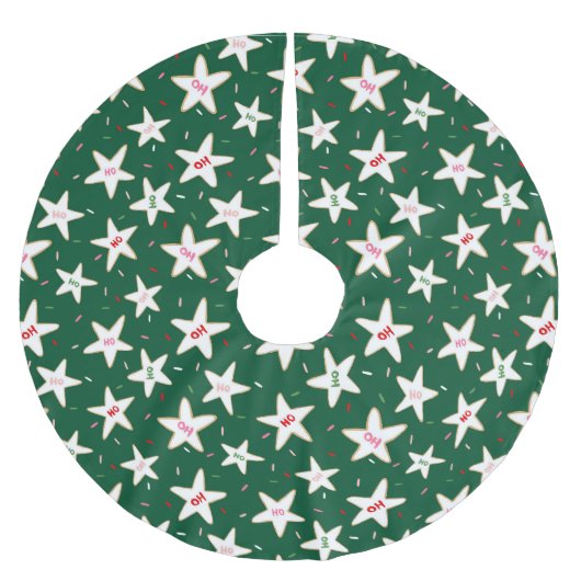 Grüner Weihnachtsstern-Keksteig Skirt Polyester Weihnachtsbaumdecke (Vorderseite)