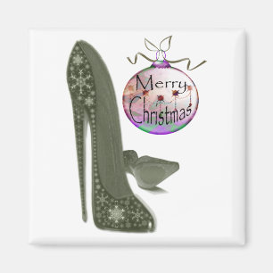 Grüner WeihnachtsStilett-Schuh-Kunst-Magnet Magnet