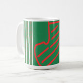 Grüner Weihnachtsstrumpf auf Grün Kaffeetasse (Vorderseite Links)