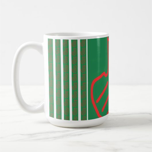 Grüner Weihnachtsstrumpf auf Grün Kaffeetasse (Links)