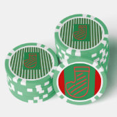 Grüner Weihnachtsstrumpf auf Grün Pokerchips (Stapel)