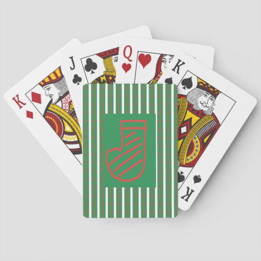 Grüner Weihnachtsstrumpf auf Grün Spielkarten (Rückseite)