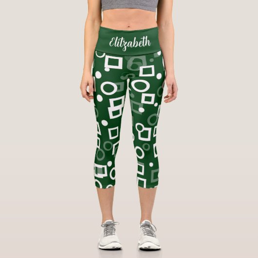 Grüner weißer Diamant Form Grüner weißer Diamantsc Capri Leggings (Vorderseite)