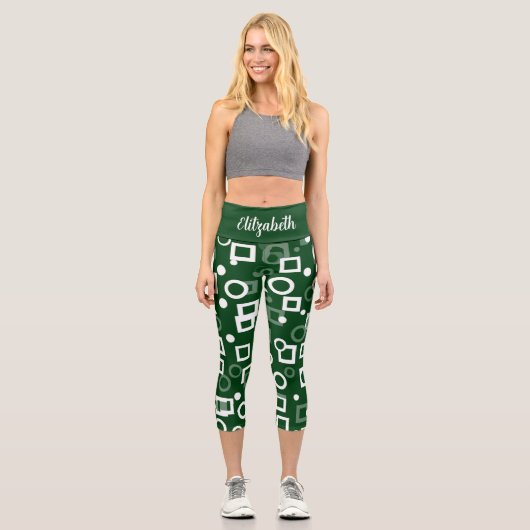 Grüner weißer Diamant Form Grüner weißer Diamantsc Capri Leggings (Vorderseite)