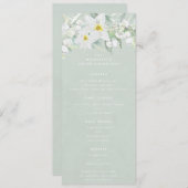 Grüner weißer Frühling Florals Flat 4 Course Oster Menükarte (Vorne/Hinten)