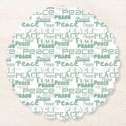 Grüner weißer Inspirationsfrieden Untersetzer (Vorderseite)