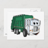 Grüner weißer Lächelender LKW-Cartoon Postkarte (Vorne/Hinten)