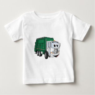 Grüner weißer lächelnder Abfall-LKW-Cartoon Baby T-shirt