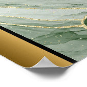 Grüner weißer Marmorstein / Schwarze goldene Grenz Poster (Ecke)