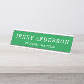 Grüner weißer Name und Name des Schreibtisches Schreibtischnamensplakette (Vorderseite )