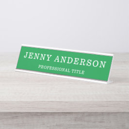 Grüner weißer Name und Name des Schreibtisches Schreibtischnamensplakette