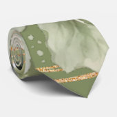 Grüner weißer Peony Lights Hochzeitsraum Krawatte (Gerollt)